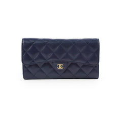 Chanel classic Long Wallet Caviar Navy