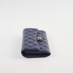 Chanel classic Long Wallet Caviar Navy