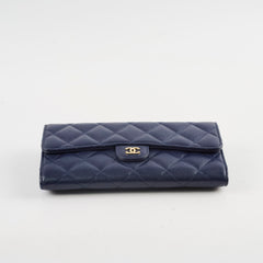 Chanel classic Long Wallet Caviar Navy