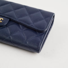 Chanel classic Long Wallet Caviar Navy