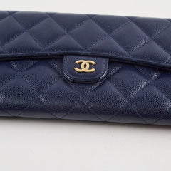 Chanel classic Long Wallet Caviar Navy