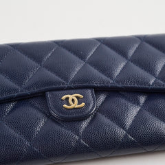 Chanel classic Long Wallet Caviar Navy