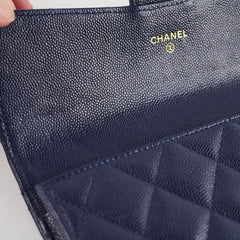 Chanel classic Long Wallet Caviar Navy
