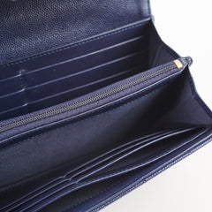 Chanel classic Long Wallet Caviar Navy