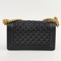 Chanel Old Medium Boy Bag Lambskin Black