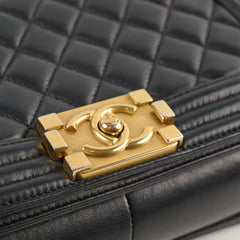 Chanel Old Medium Boy Bag Lambskin Black
