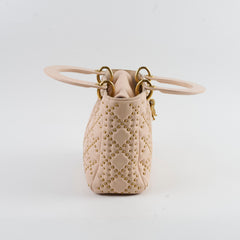 Christian Dior Small Studded Lady Dior Pink/Nude