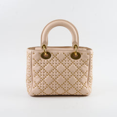 Christian Dior Small Studded Lady Dior Pink/Nude