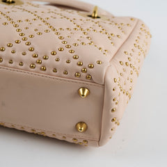 Christian Dior Small Studded Lady Dior Pink/Nude