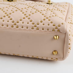 Christian Dior Small Studded Lady Dior Pink/Nude