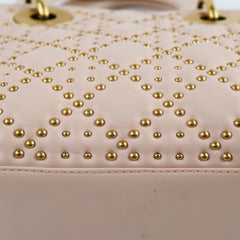 Christian Dior Small Studded Lady Dior Pink/Nude