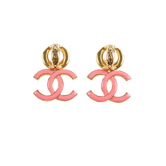 Chanel Pearl CC Logo Earrings Pink