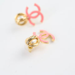 Chanel Pearl CC Logo Earrings Pink