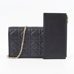 Dior Black Lady Dior Pouch Wallet on Chain