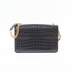 Saint Laurent Sunset Croc Flap Black