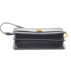 Saint Laurent Sunset Croc Flap Black