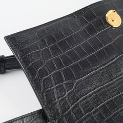 Saint Laurent Sunset Croc Flap Black