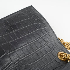 Saint Laurent Sunset Croc Flap Black