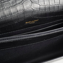 Saint Laurent Sunset Croc Flap Black