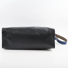 Hermes Herbag Zip 39 Bag Berline Canvas/Leather Black/Blue SHW
