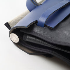 Hermes Herbag Zip 39 Bag Berline Canvas/Leather Black/Blue SHW