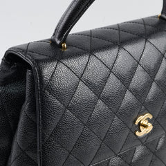 Chanel Vintage Kelly Top Handle Black Caviar GHW