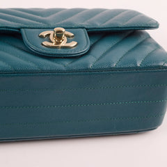 Chanel Chevron Caviar Rectangular Mini Turquoise