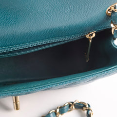 Chanel Chevron Caviar Rectangular Mini Turquoise
