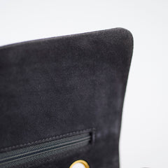 Chanel Vintage Chevron Suede Medium Black Classic Flap