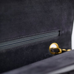 Chanel Vintage Chevron Suede Medium Black Classic Flap