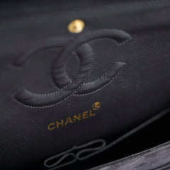 Chanel Vintage Chevron Suede Medium Black Classic Flap