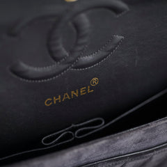 Chanel Vintage Chevron Suede Medium Black Classic Flap