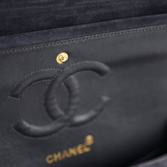 Chanel Vintage Chevron Suede Medium Black Classic Flap