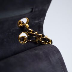 Chanel Vintage Chevron Suede Medium Black Classic Flap