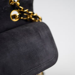 Chanel Vintage Chevron Suede Medium Black Classic Flap