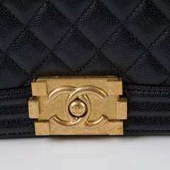 Chanel Old Medium Boy Quilted Caviar Black