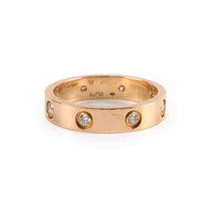 Cartier Small Model Love Ring Pink Gold 8 Diamonds Ring Size 52