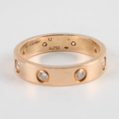 Cartier Small Model Love Ring Pink Gold 8 Diamonds Ring Size 52