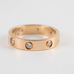 Cartier Small Model Love Ring Pink Gold 8 Diamonds Ring Size 52