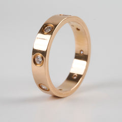 Cartier Small Model Love Ring Pink Gold 8 Diamonds Ring Size 52