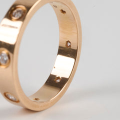 Cartier Small Model Love Ring Pink Gold 8 Diamonds Ring Size 52