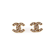 Chanel CC Logo Crystal Earrings Stud