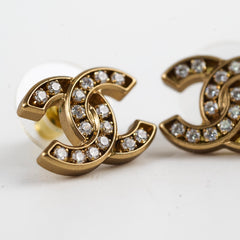 Chanel CC Logo Crystal Earrings Stud