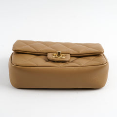 Chanel seasonal flap dark beige (microchip)