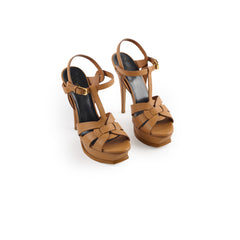 Saint Laurent Tribute Platform Heels Tan Size 37