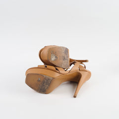 Saint Laurent Tribute Platform Heels Tan Size 37