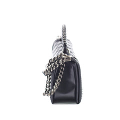 Chanel Calfskin Quilted Medium Boy with Top Handle Black Series 21