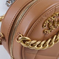 Chanel 19 Round Clutch Lambskin Tan