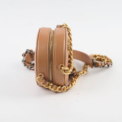 Chanel 19 Round Clutch Lambskin Tan