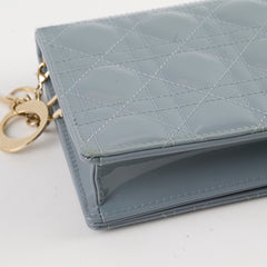 Dior Patent Wallet on Chain Dusty Blue